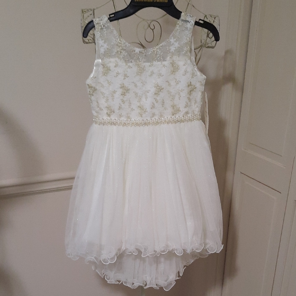 American Princess White and Gold Formal Dress